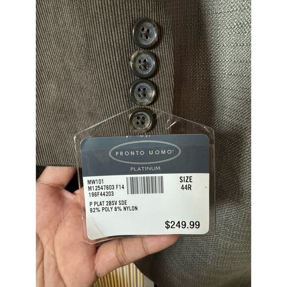 Pronto Uomo Platinum Collection Suit Coat Mens Size 44R New with Tags - Picture 5 of 5